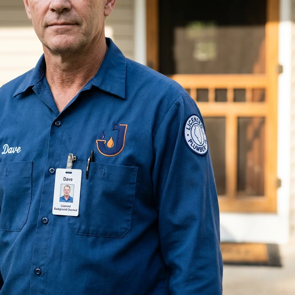 Licensed plumber showing ID badge in South Point, OH