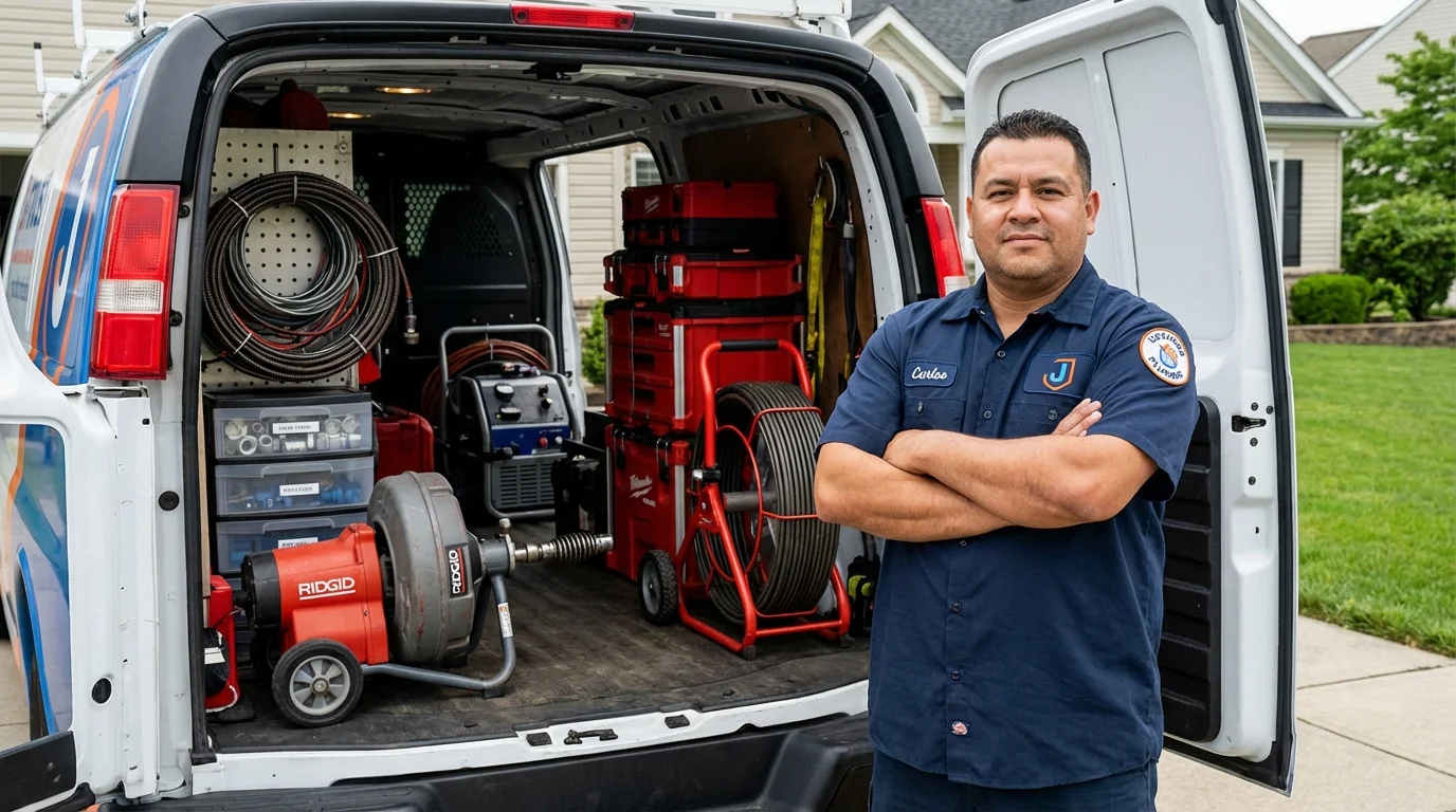 Professional drain cleaning equipment and Johns Plumbing LLC plumber in South Point