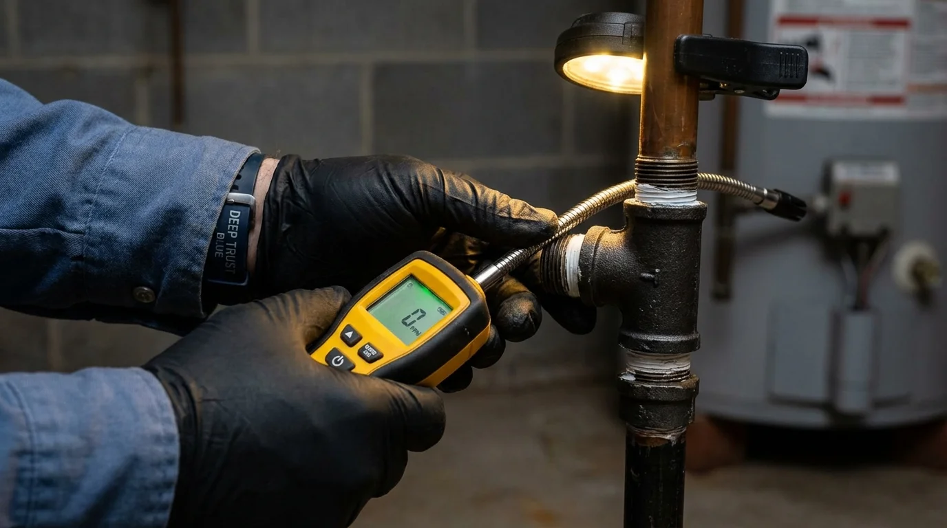 Gas leak detection with electronic sniffer by Johns Plumbing LLC in South Point