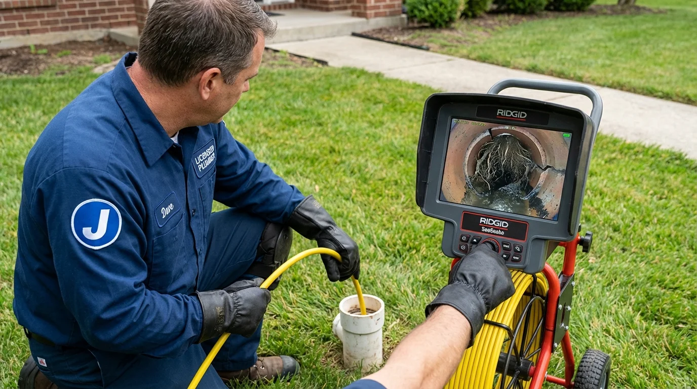 Sewer camera inspection being performed by Johns Plumbing LLC in South Point