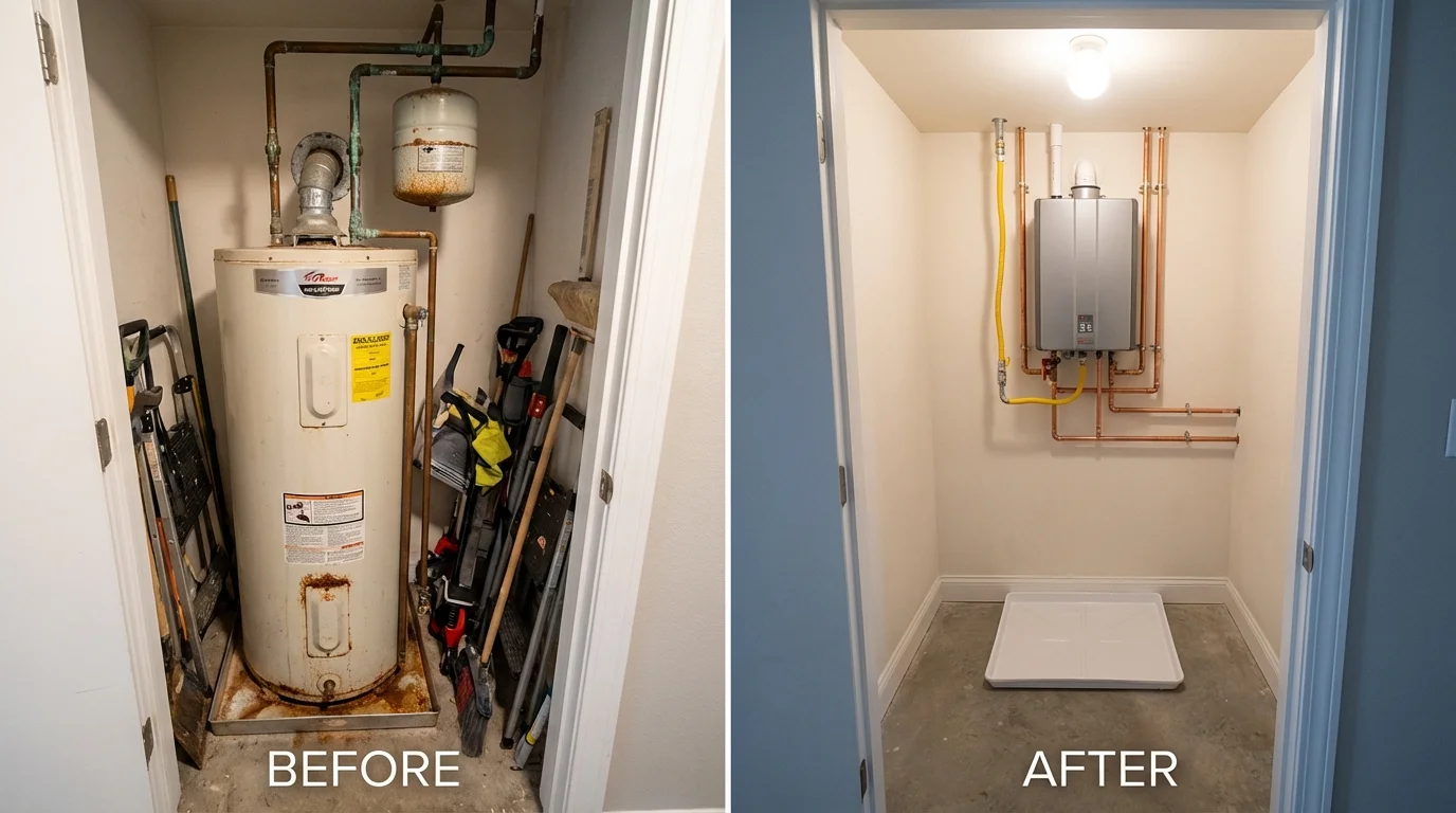 Tank water heater versus wall-mounted tankless unit comparison for South Point, OH homeowners