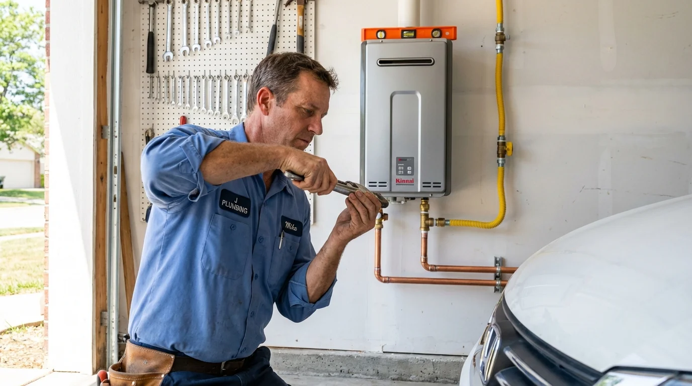 Tankless water heater installation by a Johns Plumbing LLC plumber in South Point
